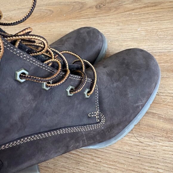 Timberland Glancy Leather Lace Up 6” Ankle Boots Brown Women’s Size 8.5 - Picture 8 of 12